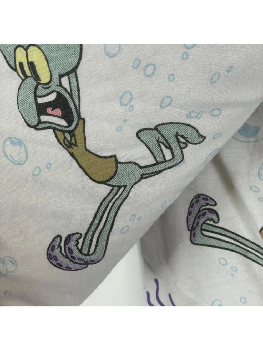Spongebob Squarepants Flat Twin Bed Sheet Flannel‎ Squidward Plankton 91